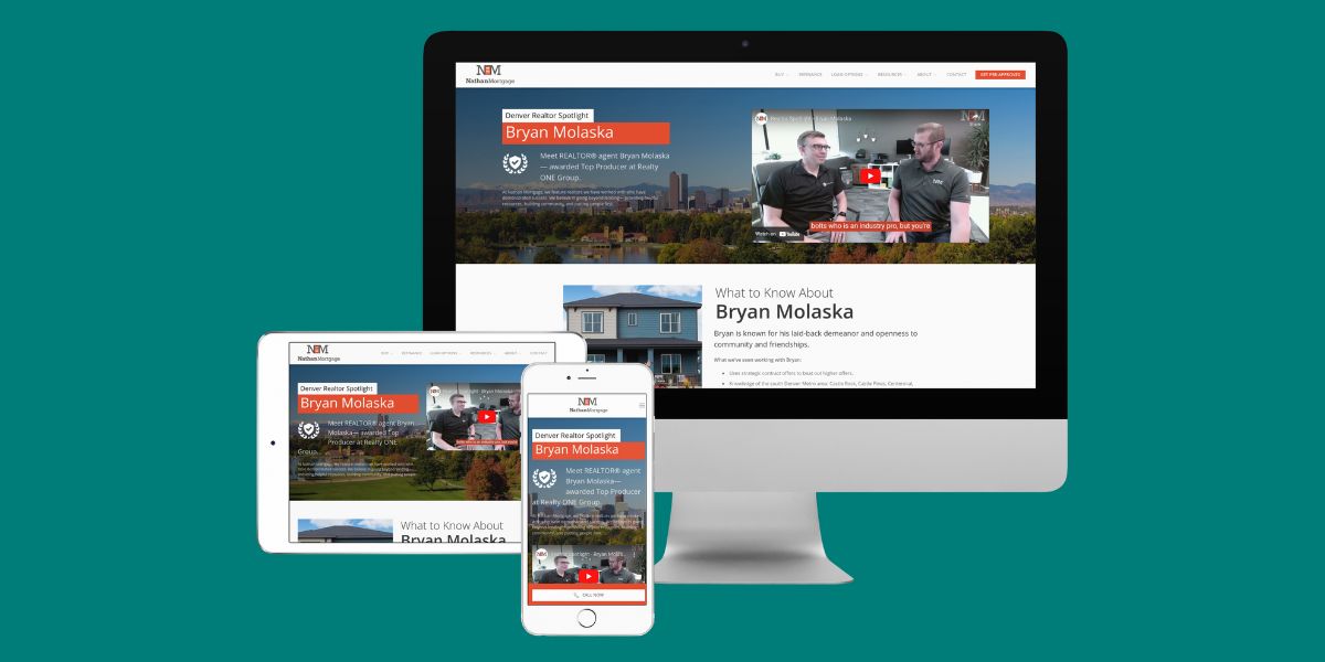 Multi screen device mockup of a co-branded campaign with a realtor and independent mortgage broker.